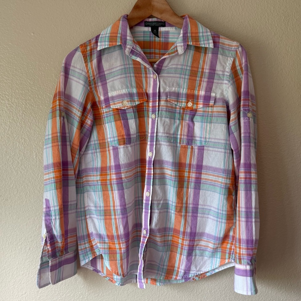 Ralph Lauren Orange and Purple Plaid Shirt